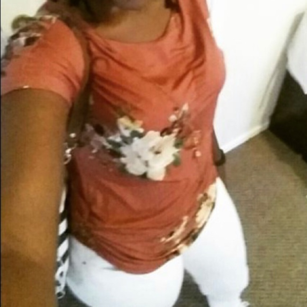 Floral Top With Gathered Sides